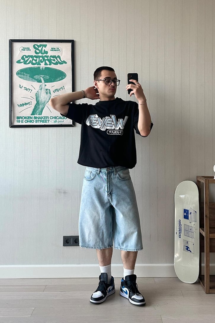 Hiragana Baskılı Oversize Tişört