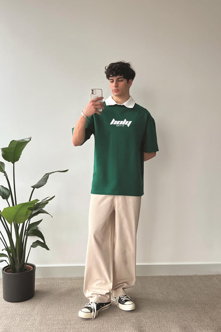 Holy Baskılı Gri Polo Yaka Tişört