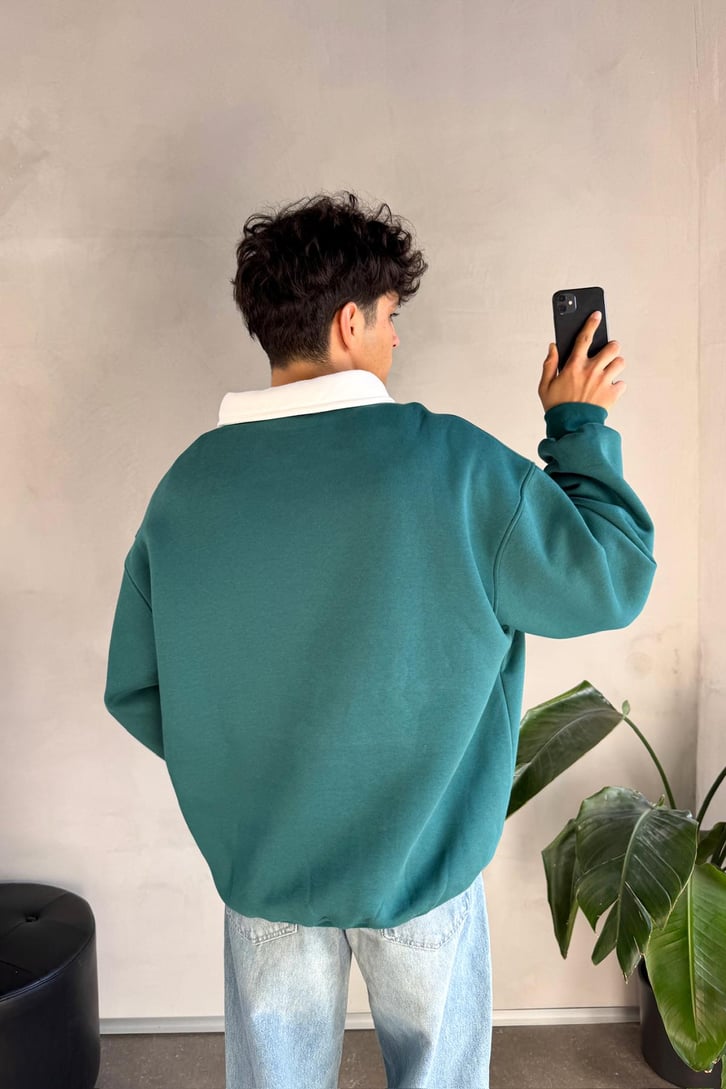 Holy Baskılı Polo Yaka Sweatshirt
