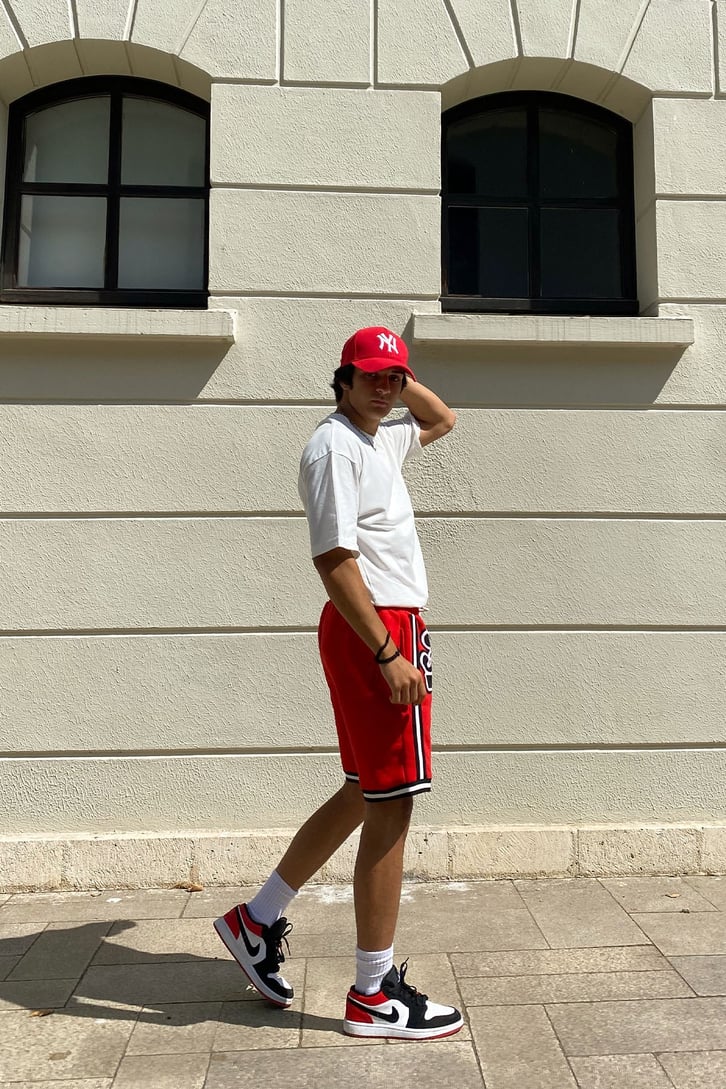 Homme Baskılı Kırmızı Outfit Şort