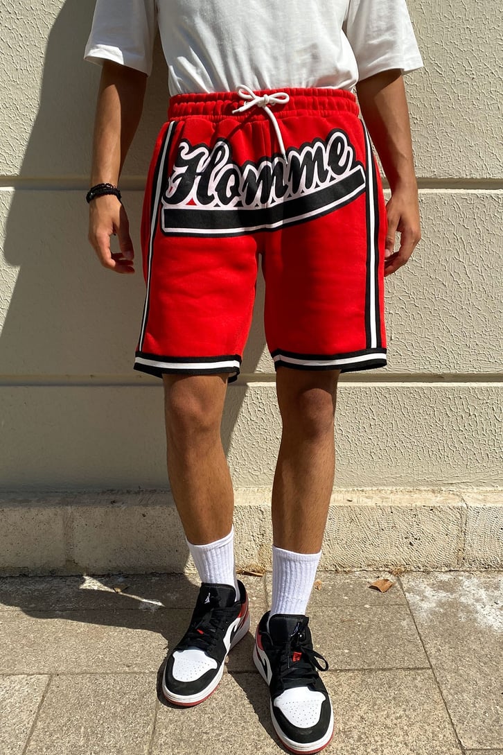 Homme Baskılı Kırmızı Outfit Şort
