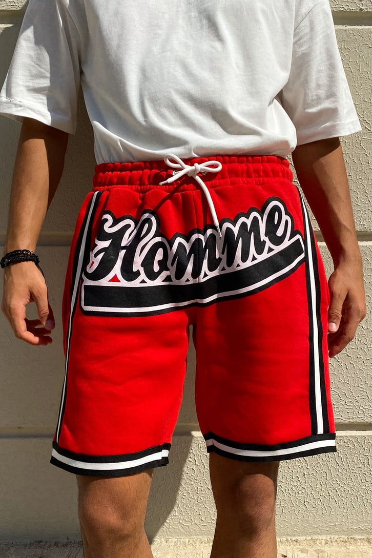 Homme Baskılı Kırmızı Outfit Şort