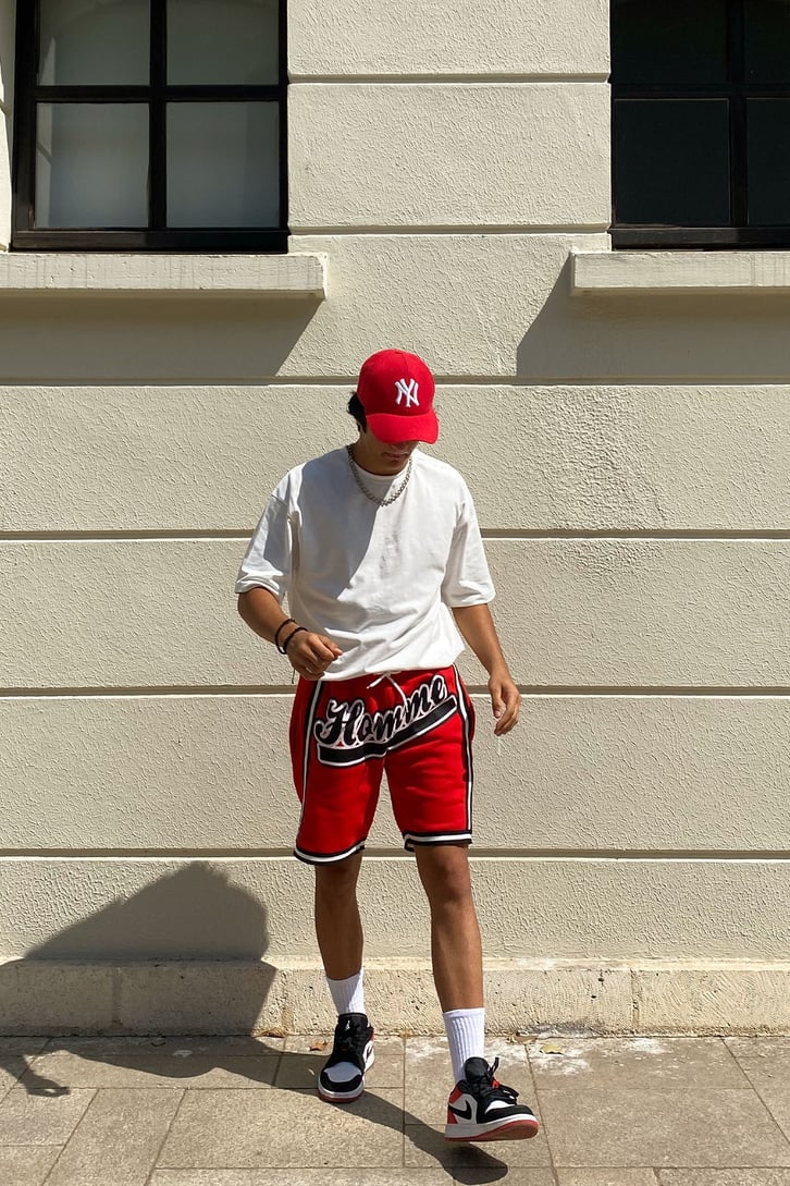 Homme Baskılı Kırmızı Outfit Şort
