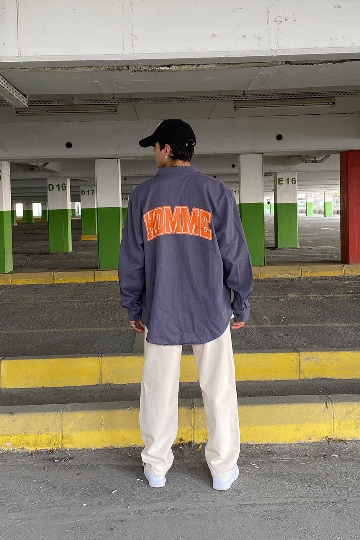 HOMME BASKILI OVERSIZE GÖMLEK
