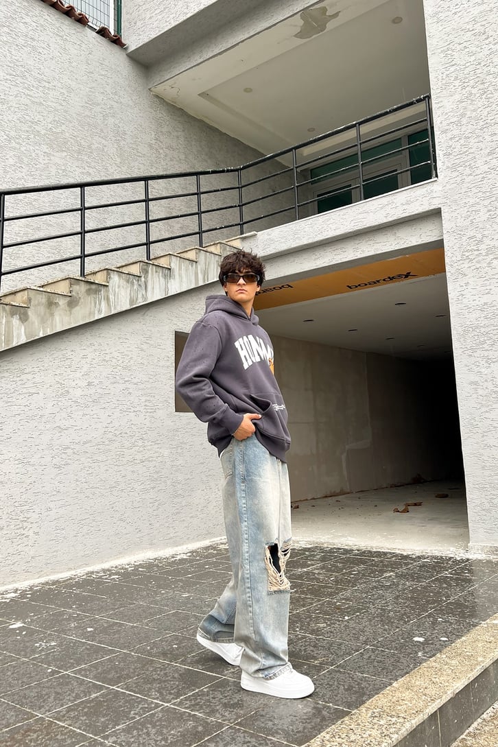 Homme Baskılı Oversize Sweatshirt