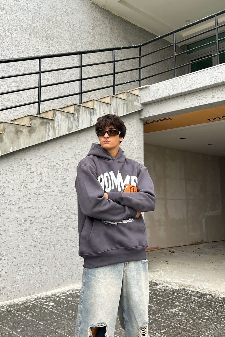 Homme Baskılı Oversize Sweatshirt