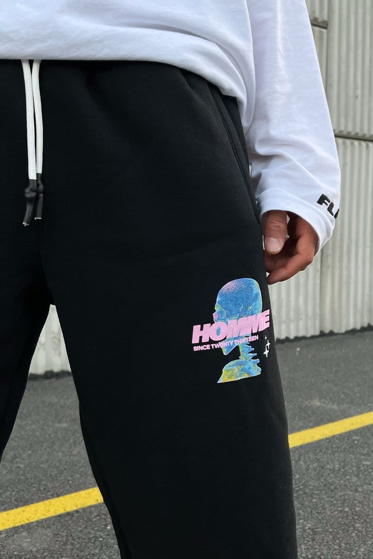 Homme Hand Baskılı Siyah Eşofman Altı