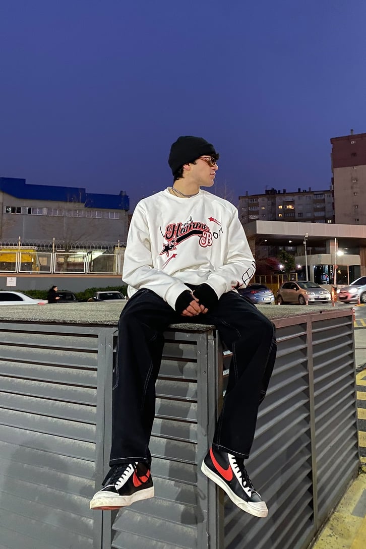 HOMME Nakış dDetay Oversize Premium Sweatshirt