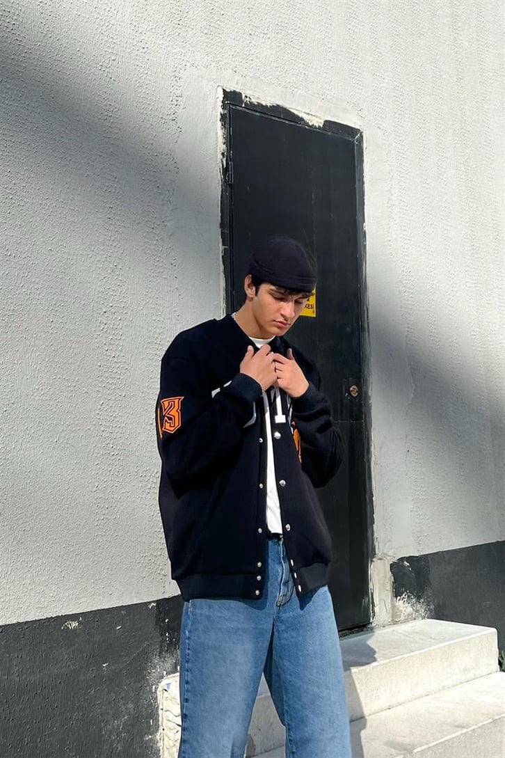 Homme Siyah Kolej Ceket