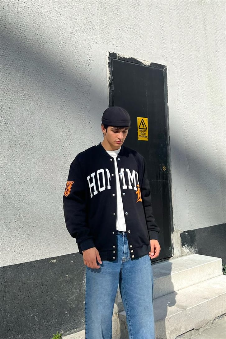 Homme Siyah Kolej Ceket