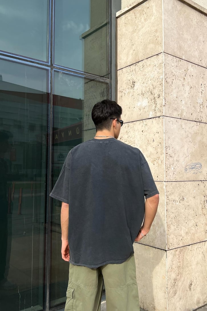 Homme Skull Acid Wash Oversize Tshirt
