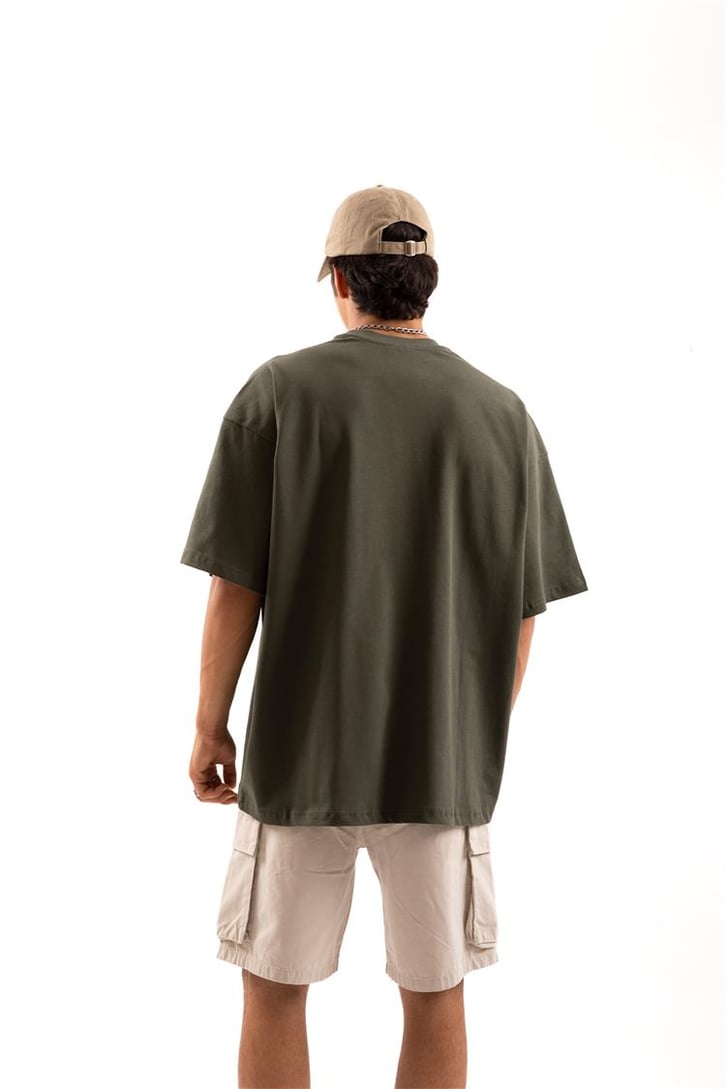 Horse Baskılı Haki Oversize Tişört