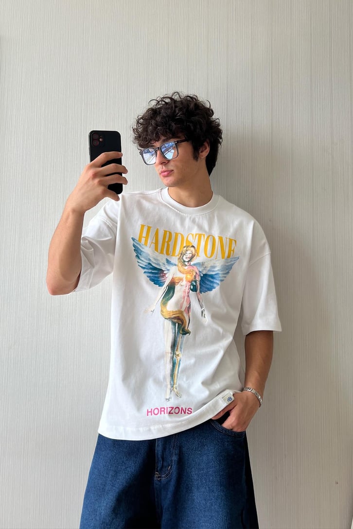 HRD Angel Baskılı Oversize Tişört