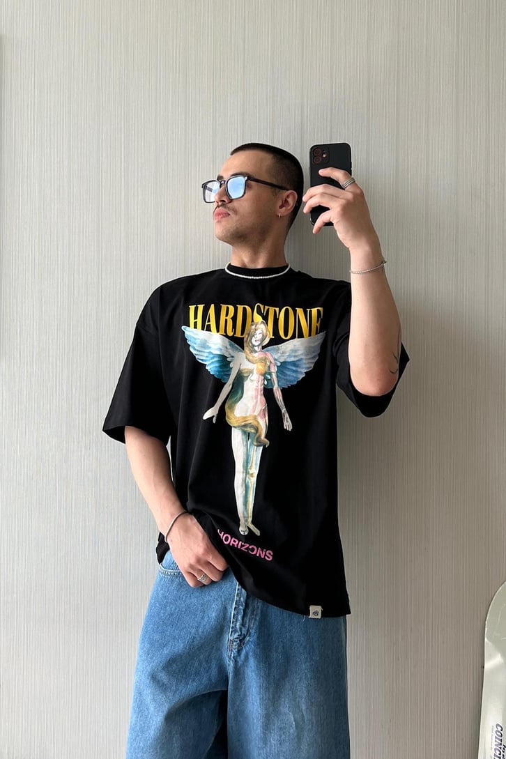 HRD Angel Baskılı Oversize tişört