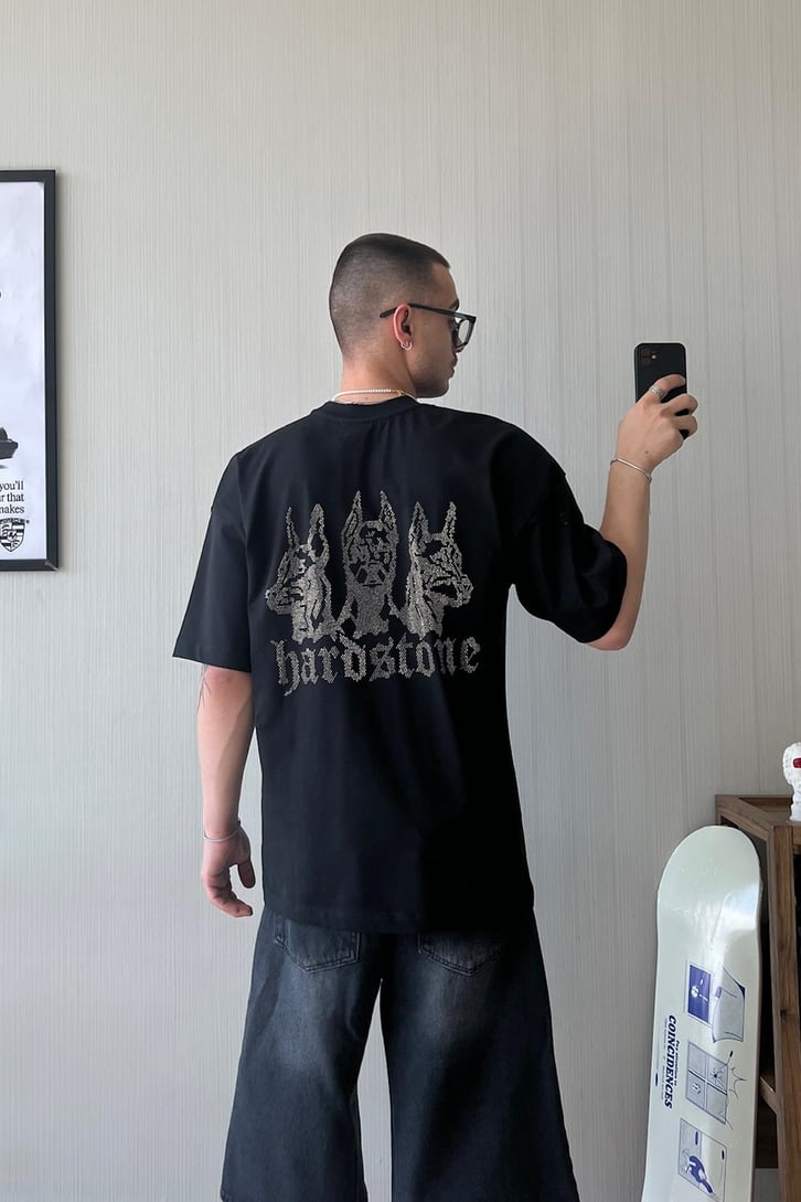 HRDSTN Taş Baskılı Oversize Tişört