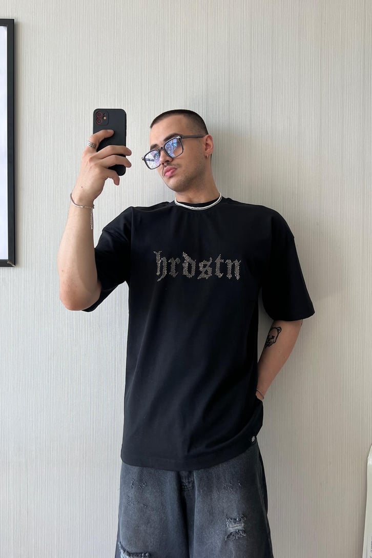 HRDSTN Taş Baskılı Oversize Tişört