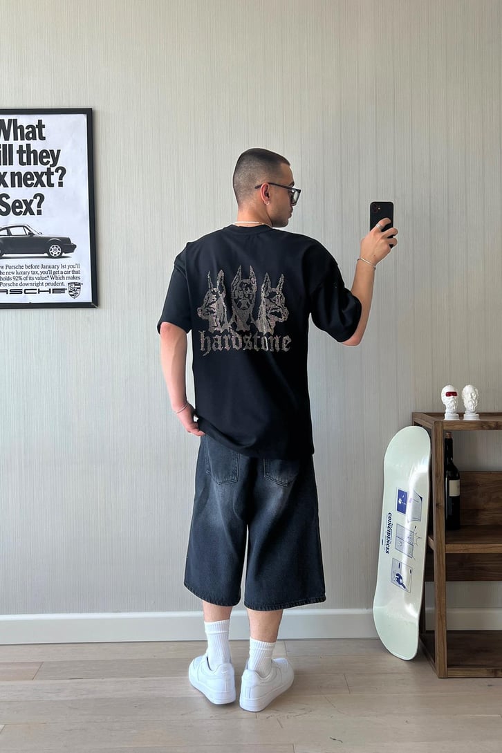 HRDSTN Taş Baskılı Oversize Tişört