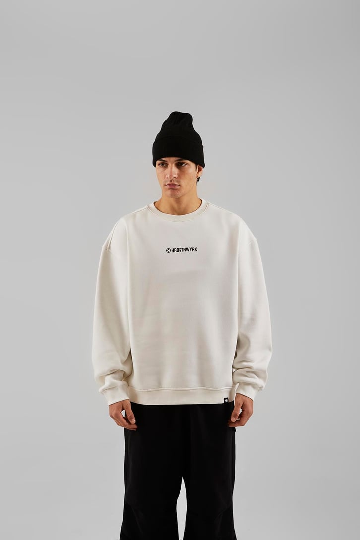 Hrdstnwyrk Baskılı Beyaz Oversize Sweatshirt
