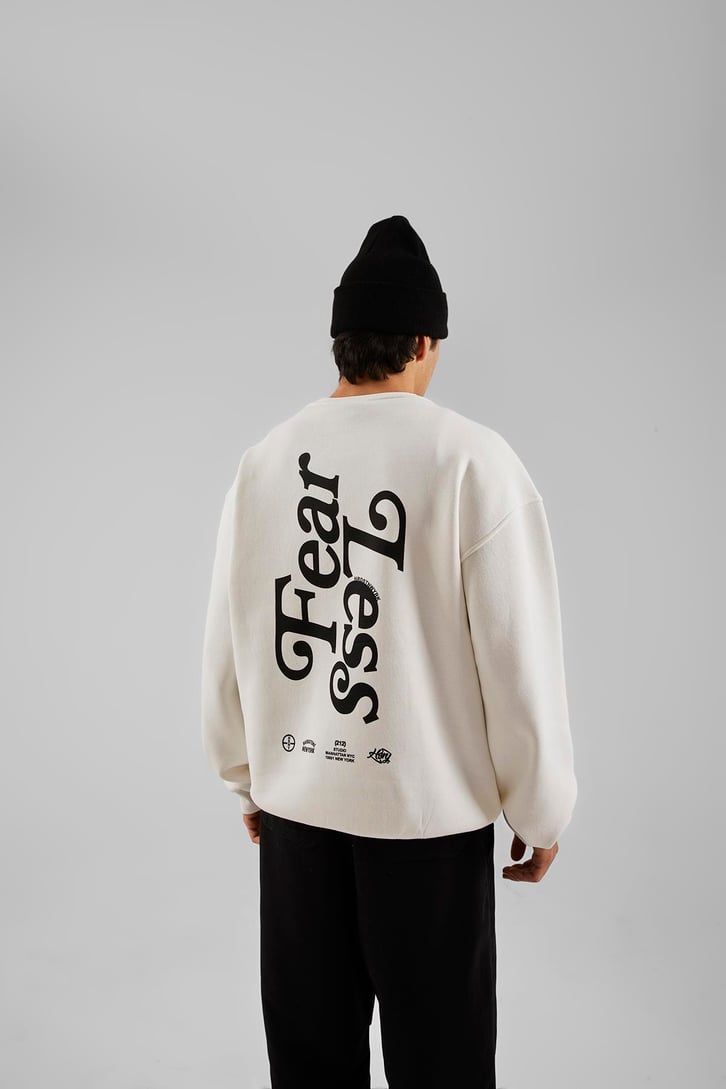 Hrdstnwyrk Baskılı Beyaz Oversize Sweatshirt