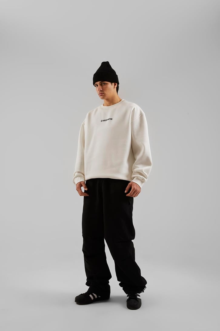 Hrdstnwyrk Baskılı Beyaz Oversize Sweatshirt