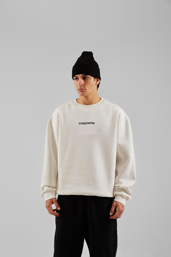 Hrdstnwyrk Baskılı Beyaz Oversize Sweatshirt