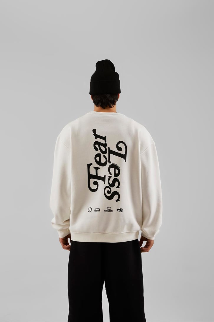 Hrdstnwyrk Baskılı Beyaz Oversize Sweatshirt