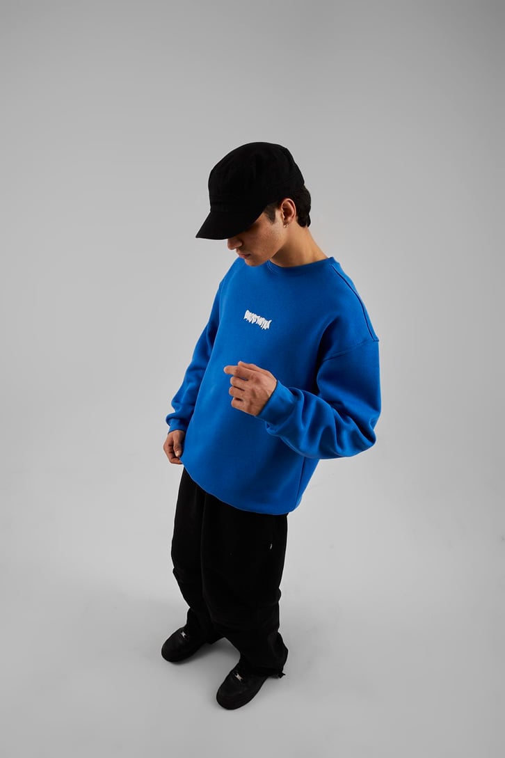 Hrstnwyrk Baskılı Mavi Oversize Sweatshirt