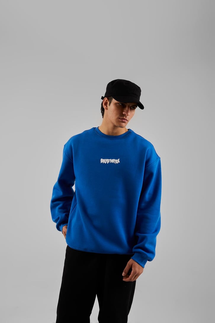 Hrstnwyrk Baskılı Mavi Oversize Sweatshirt