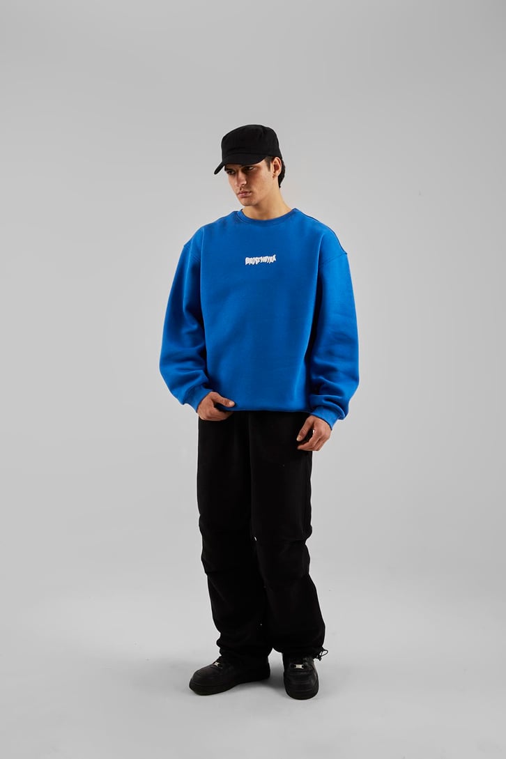 Hrstnwyrk Baskılı Mavi Oversize Sweatshirt