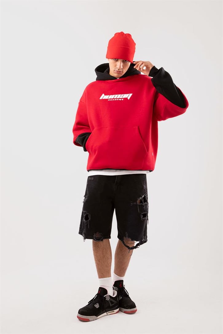 Human Academy 90's Fit Kırmızı Hoodie