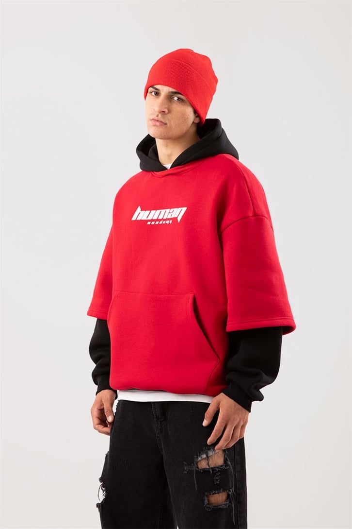 Human Academy 90's Fit Kırmızı Hoodie