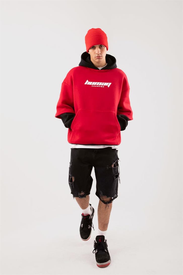 Human Academy 90's Fit Kırmızı Hoodie