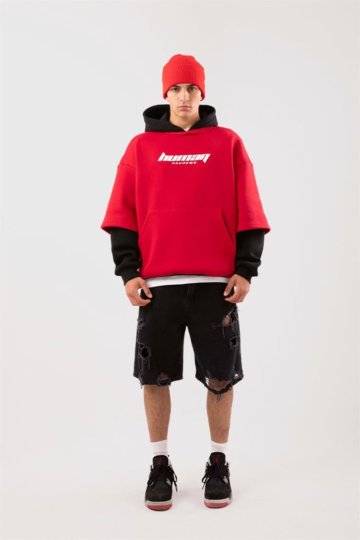 Human Academy 90's Fit Kırmızı Hoodie