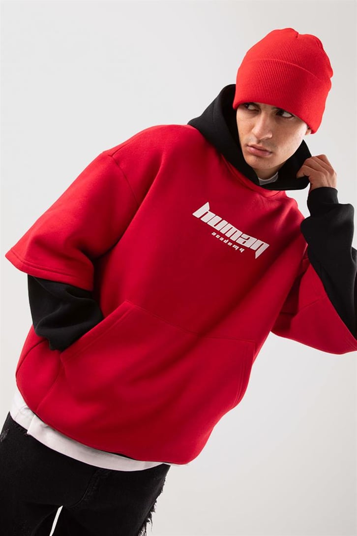 Human Academy 90's Fit Kırmızı Hoodie