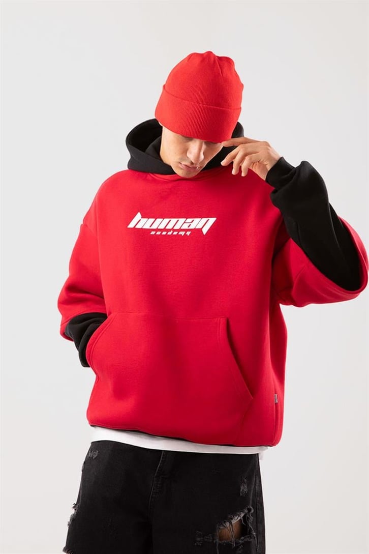 Human Academy 90's Fit Kırmızı Hoodie