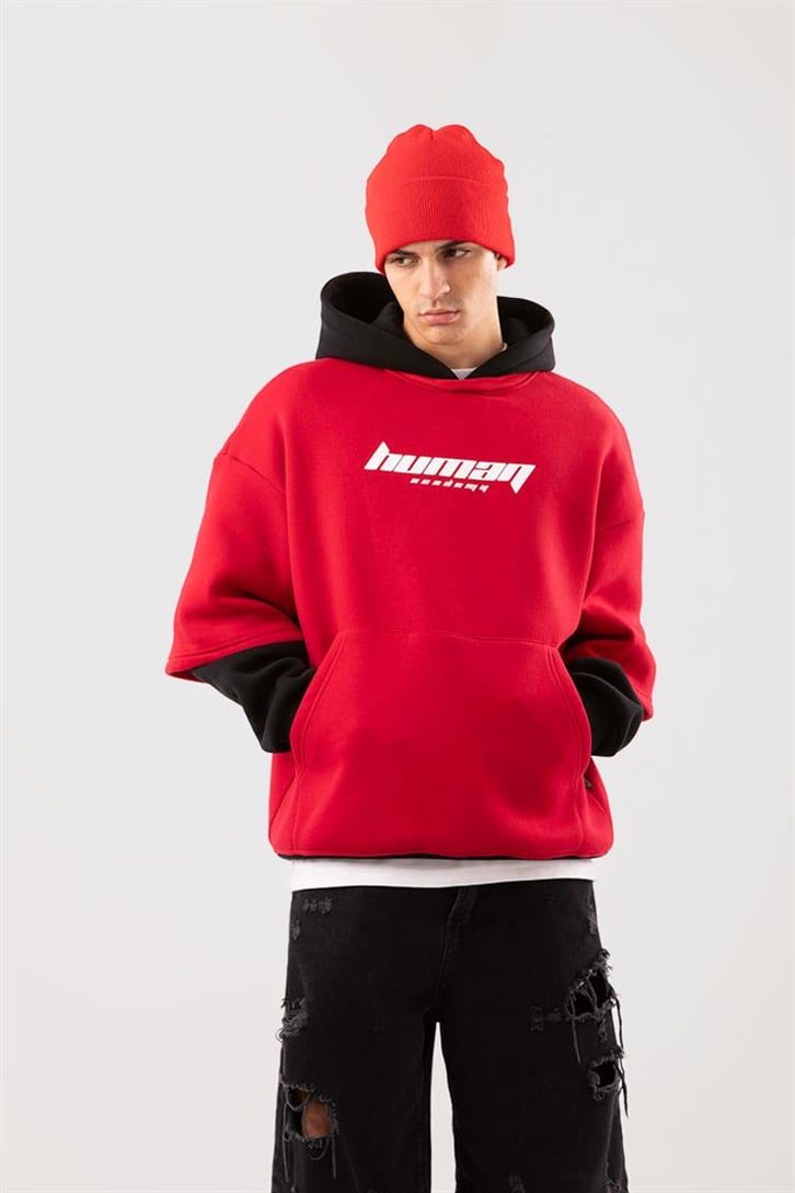 Human Academy 90's Fit Kırmızı Hoodie