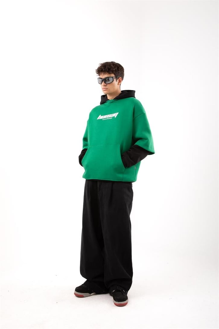 Human Academy 90's Fit Yeşil Hoodie