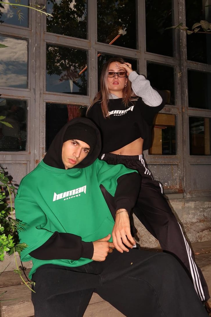 Human Academy 90's Fit Yeşil Hoodie