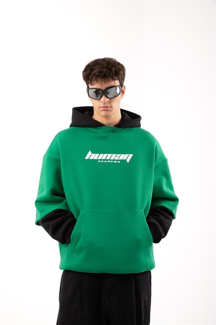 Human Academy 90's Fit Yeşil Hoodie
