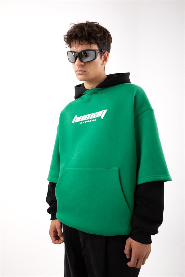 Human Academy 90's Fit Yeşil Hoodie