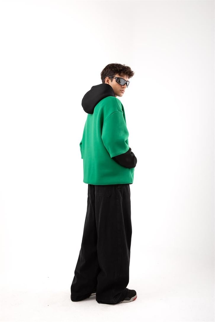 Human Academy 90's Fit Yeşil Hoodie