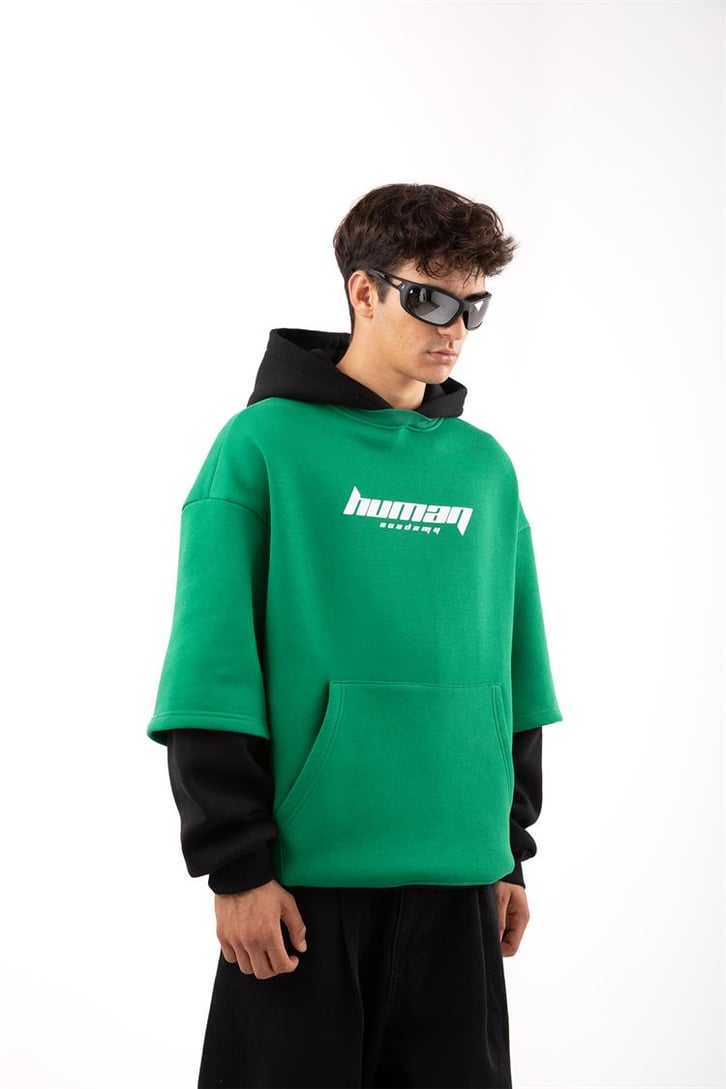 Human Academy 90's Fit Yeşil Hoodie