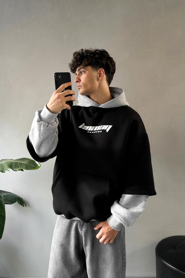 Human Academy Baskılı Hoodie