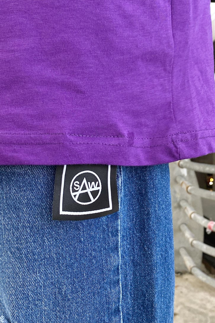 Human Artifact Baskılı Mor Oversize Tshirt