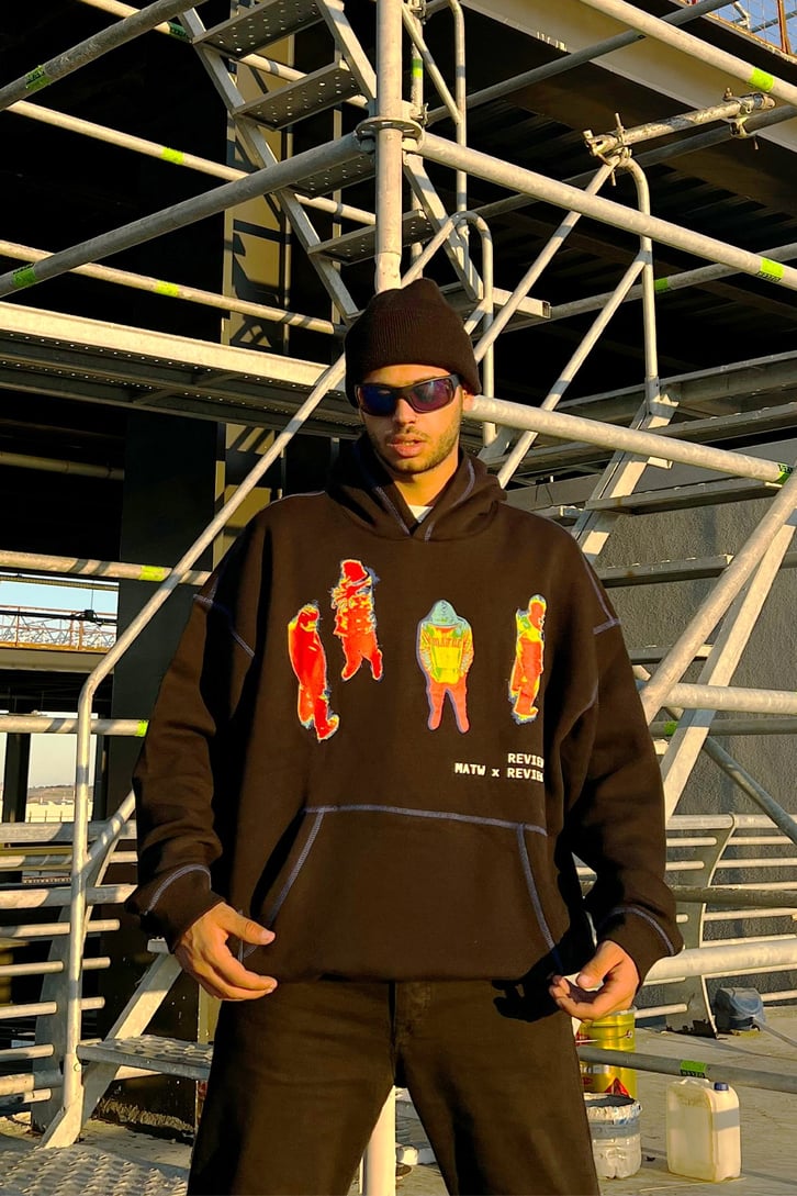 Human Heat Baskılı Siyah Oversize Sweatshirt