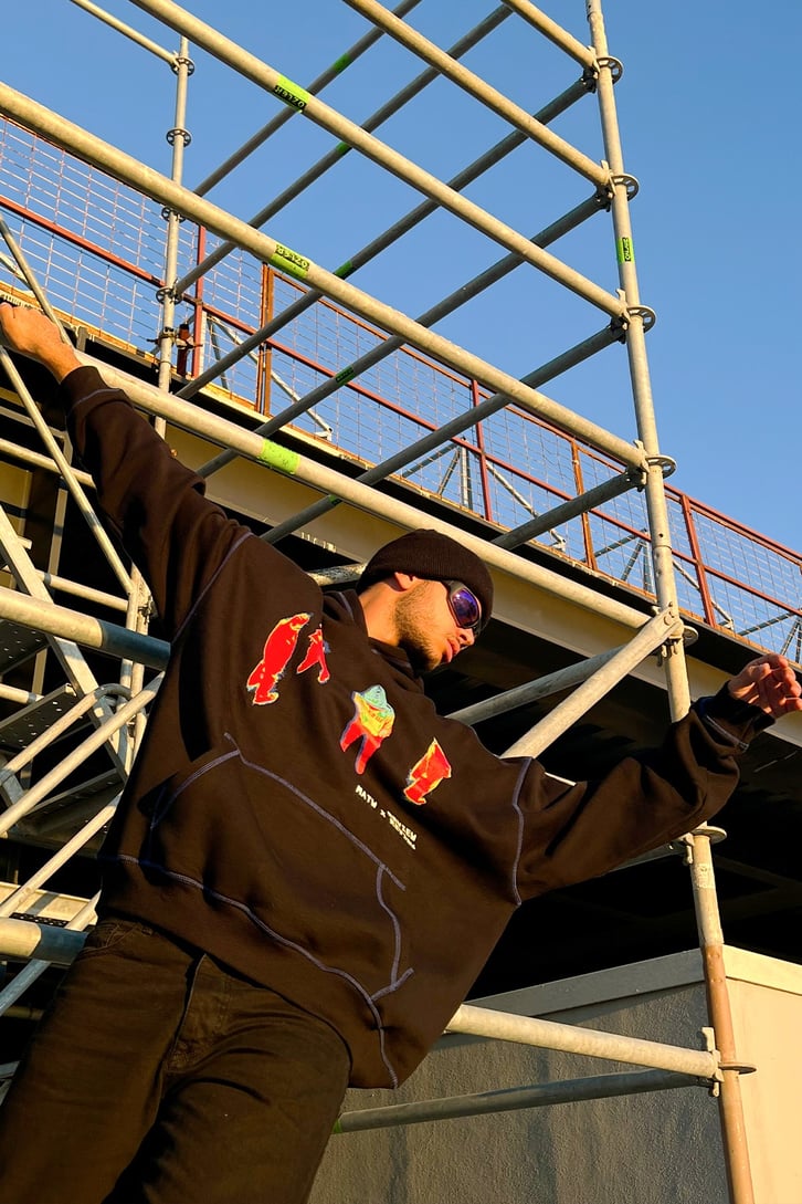Human Heat Baskılı Siyah Oversize Sweatshirt