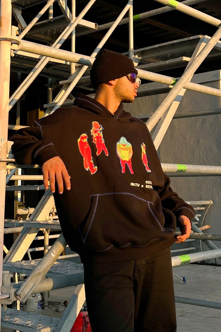 Human Heat Baskılı Siyah Oversize Sweatshirt