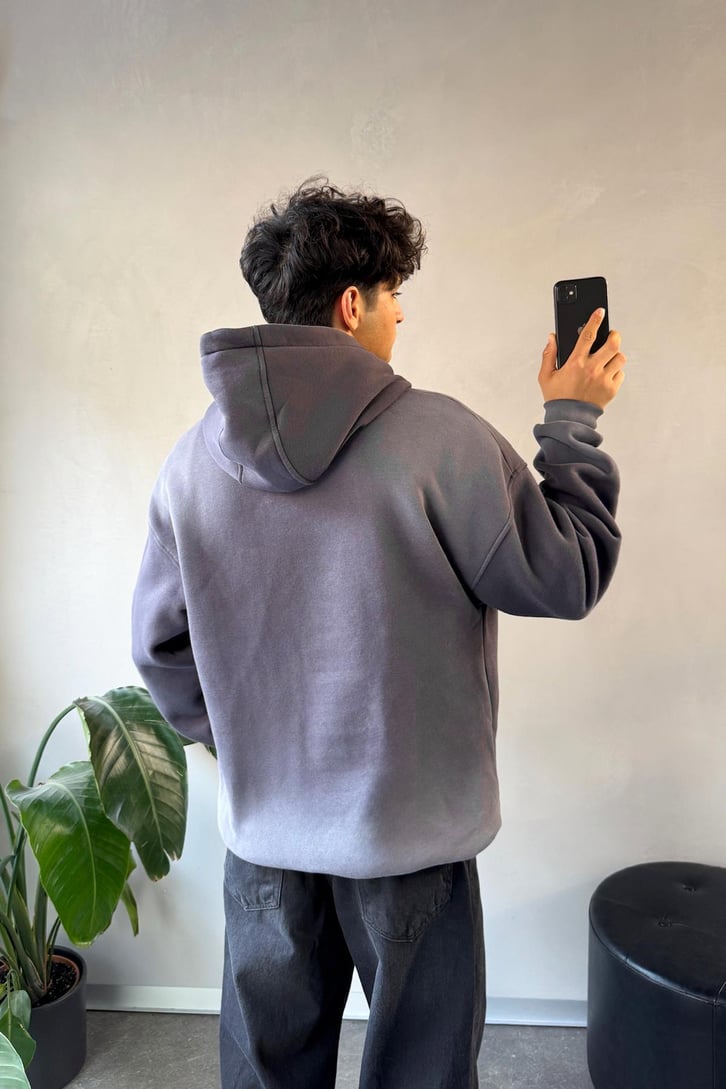 Humans Baskılı Oversize Hoodie