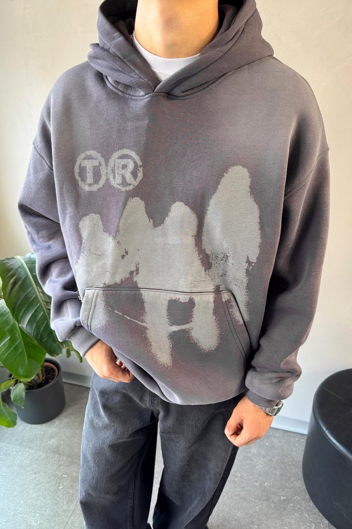 Humans Baskılı Oversize Hoodie