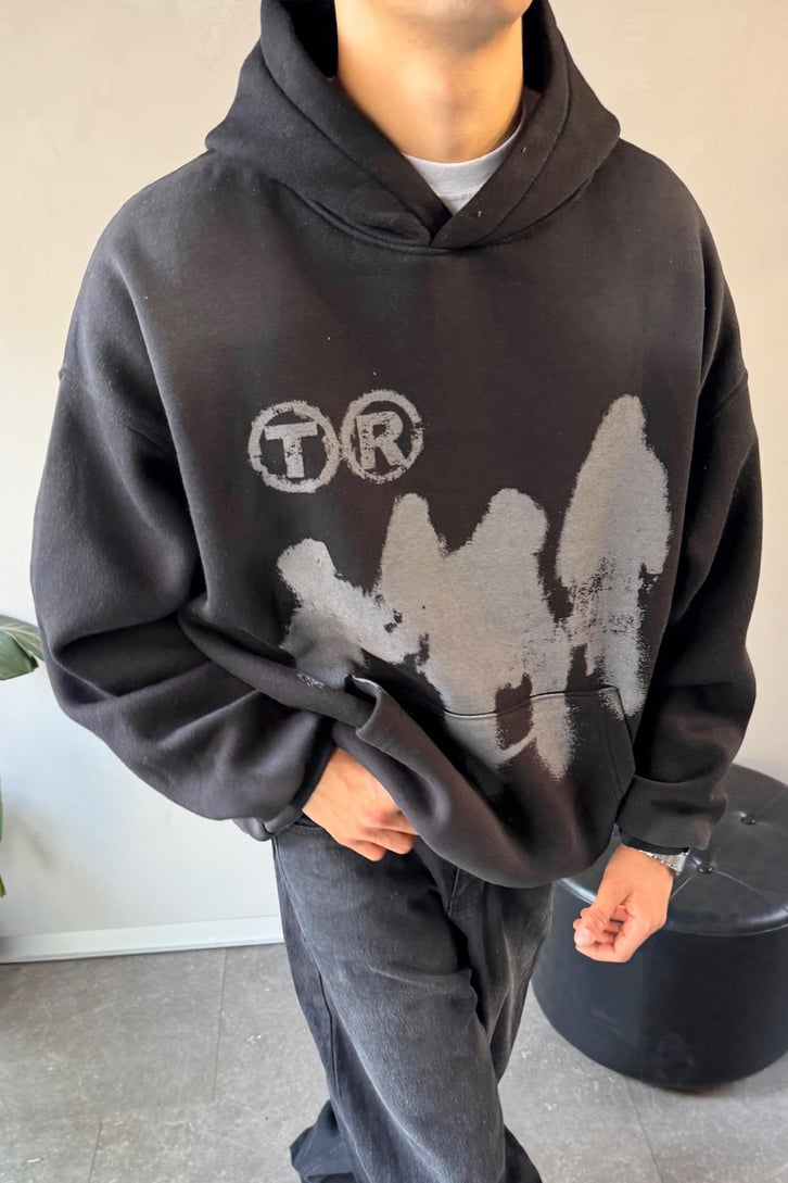 Humans Baskılı Oversize Hoodie